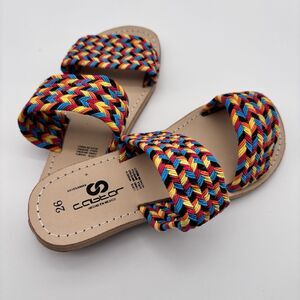 Castor Sandals Womens 26 US 9 Multicolor Woven Braided Slide Mexico